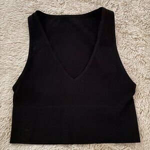 Black Neck Cut Tight Tank Top Womens